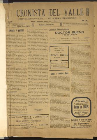 'El Cronista del Valle' - Época 1ª Año XXVI Número 1295 - 1935 enero 05