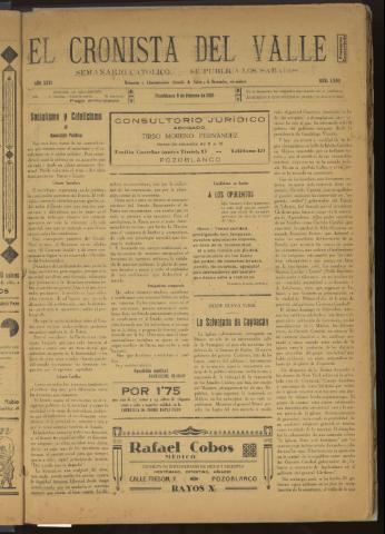 'El Cronista del Valle' - Época 1ª Año XXVI Número 1300 - 1935 febrero 09
