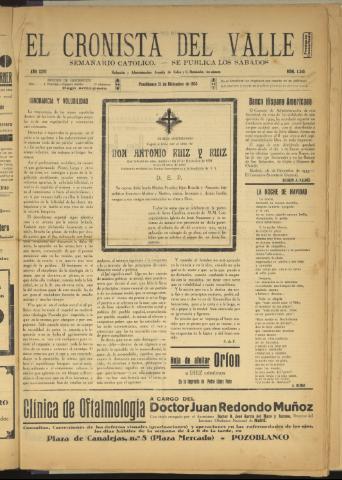 'El Cronista del Valle' - Época 1ª Año XXVI Número 1345 - 1935 diciembre 21