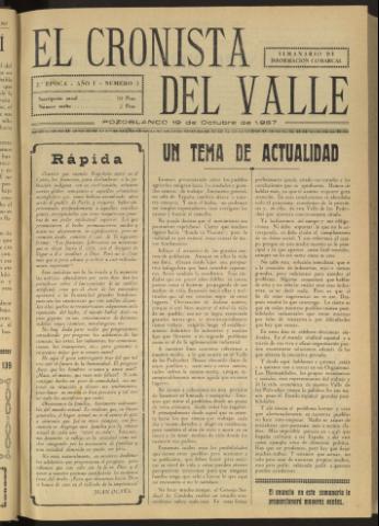 'El Cronista del Valle' - Época 2ª Año I Número 3 - 1957 octubre 19
