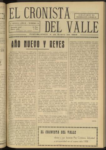 'El Cronista del Valle' - Época 2ª Año II Número 14 - 1958 enero 04