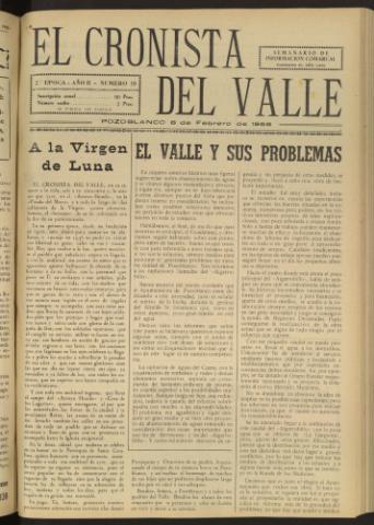 'El Cronista del Valle' - Época 2ª Año II Número 19 - 1958 febrero 08