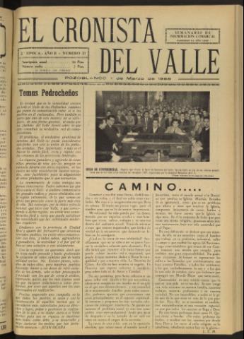 'El Cronista del Valle' - Época 2ª Año II Número 21 - 1958 marzo 01