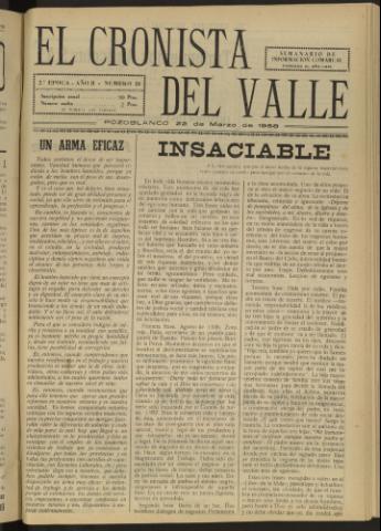 'El Cronista del Valle' - Época 2ª Año II Número 24 - 1958 marzo 22