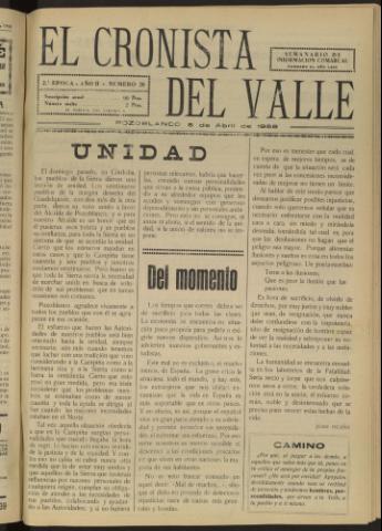 'El Cronista del Valle' - Época 2ª Año II Número 26 - 1958 abril 05