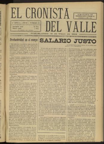 'El Cronista del Valle' - Época 2ª Año II Número 31 - 1958 mayo 10