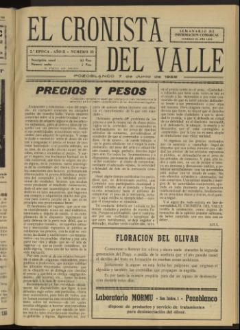 'El Cronista del Valle' - Época 2ª Año II Número 35 - 1958 junio 07