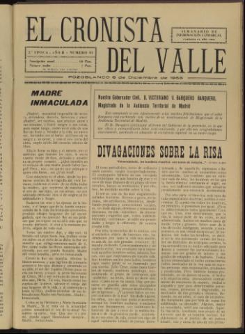 'El Cronista del Valle' - Época 2ª Año II Número 61 - 1958 diciembre 06
