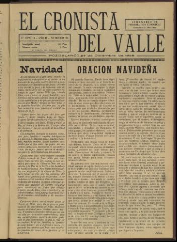'El Cronista del Valle' - Época 2ª Año II Número 64 - 1958 diciembre 27