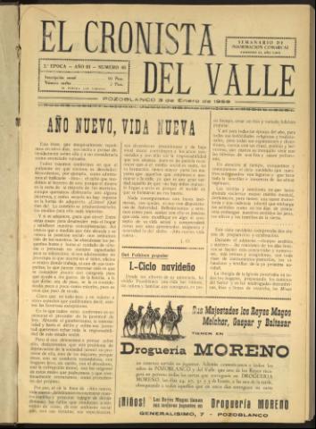 'El Cronista del Valle' - Época 2ª Año III Número 65 - 1959 enero 03