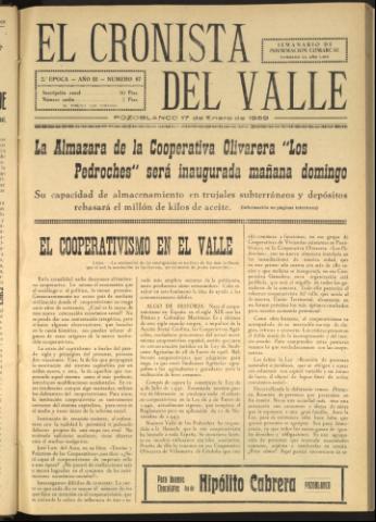 'El Cronista del Valle' - Época 2ª Año III Número 67 - 1959 enero 17