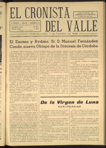 'El Cronista del Valle' - Época 2ª Año III Número 70 - 1959 febrero 07