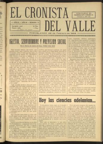 'El Cronista del Valle' - Época 2ª Año III Número 73 - 1959 febrero 28