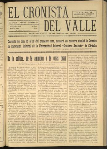 'El Cronista del Valle' - Época 2ª Año III Número 75 - 1959 marzo 14