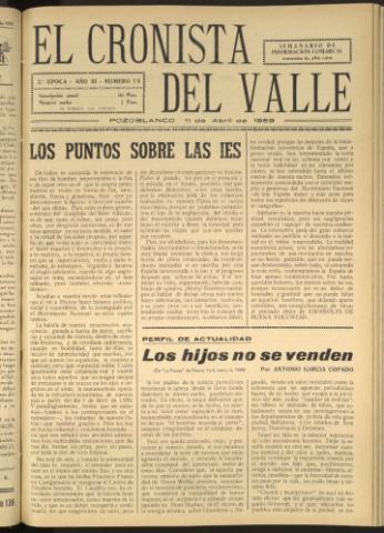 'El Cronista del Valle' - Época 2ª Año III Número 79 - 1959 abril 11
