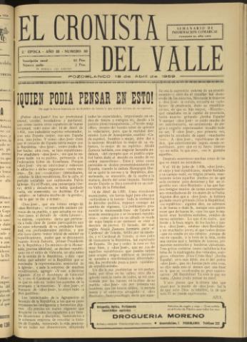 'El Cronista del Valle' - Época 2ª Año III Número 80 - 1959 abril 18
