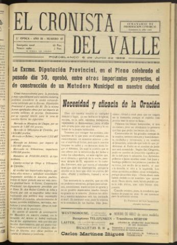 'El Cronista del Valle' - Época 2ª Año III Número 87 - 1959 junio 06