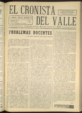 'El Cronista del Valle' - Época 2ª Año III Número 89 - 1959 junio 20