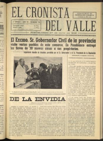 'El Cronista del Valle' - Época 2ª Año III Número 90 - 1959 junio 27