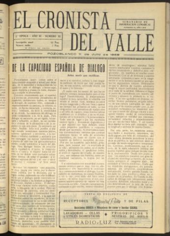 'El Cronista del Valle' - Época 2ª Año III Número 92 - 1959 julio 11