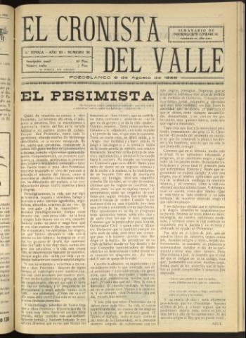 'El Cronista del Valle' - Época 2ª Año III Número 96 - 1959 agosto 08