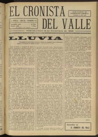 'El Cronista del Valle' - Época 2ª Año III Número 114 - 1959 diciembre 12