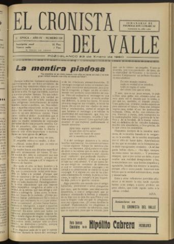 'El Cronista del Valle' - Época 2ª Año IV Número 120 - 1960 enero 23