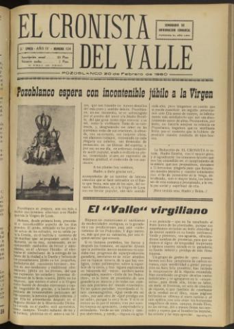 'El Cronista del Valle' - Época 2ª Año IV Número 124 - 1960 febrero 20