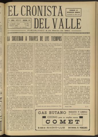 'El Cronista del Valle' - Época 2ª Año IV Número 126 - 1960 marzo 05