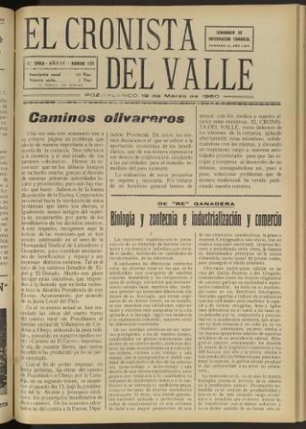 'El Cronista del Valle' - Época 2ª Año IV Número 128 - 1960 marzo 19