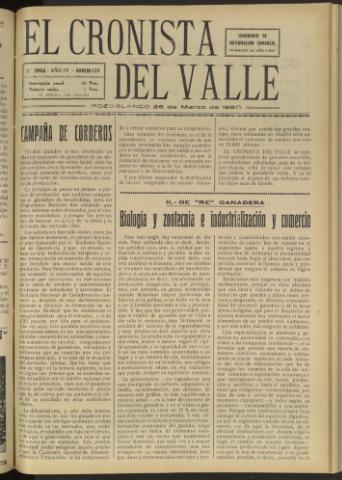 'El Cronista del Valle' - Época 2ª Año IV Número 129 - 1960 marzo 26