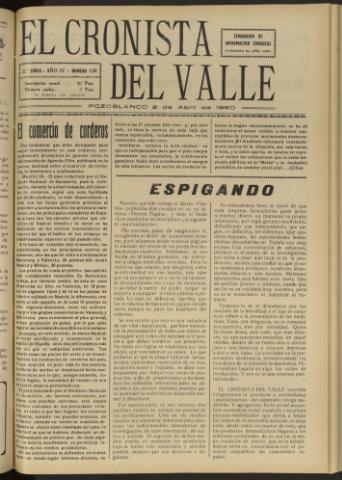 'El Cronista del Valle' - Época 2ª Año IV Número 130 - 1960 abril 02