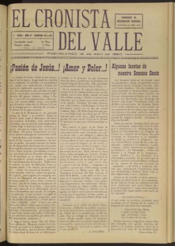 'El Cronista del Valle' - Época 2ª Año IV Número 131-132 - 1960 abril 09