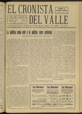'El Cronista del Valle' - Época 2ª Año IV Número 137 - 1960 mayo 21