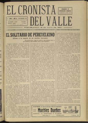 'El Cronista del Valle' - Época 2ª Año IV Número 141 - 1960 junio 18