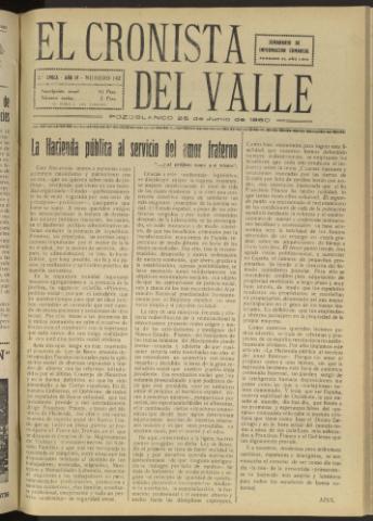 'El Cronista del Valle' - Época 2ª Año IV Número 142 - 1960 junio 25