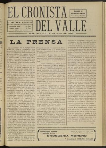'El Cronista del Valle' - Época 2ª Año IV Número 143 - 1960 julio 02