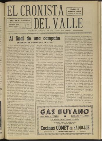 'El Cronista del Valle' - Época 2ª Año IV Número 144 - 1960 julio 09
