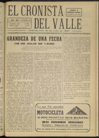 'El Cronista del Valle' - Época 2ª Año IV Número 145 - 1960 julio 16