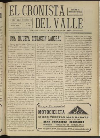 'El Cronista del Valle' - Época 2ª Año IV Número 149 - 1960 agosto 13