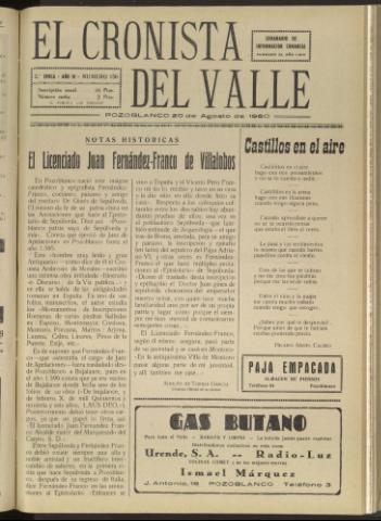 'El Cronista del Valle' - Época 2ª Año IV Número 150 - 1960 agosto 20