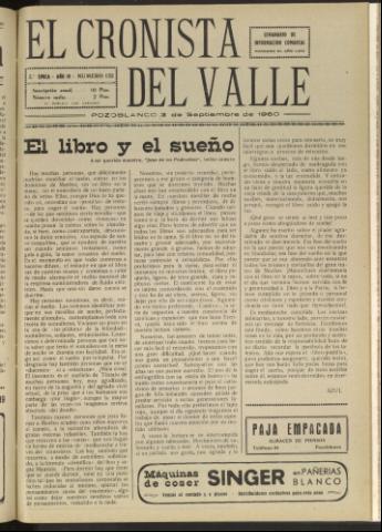 'El Cronista del Valle' - Época 2ª Año IV Número 152 - 1960 septiembre 03