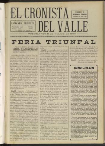'El Cronista del Valle' - Época 2ª Año IV Número 156 - 1960 octubre 08