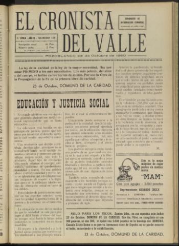 'El Cronista del Valle' - Época 2ª Año IV Número 158 - 1960 octubre 22