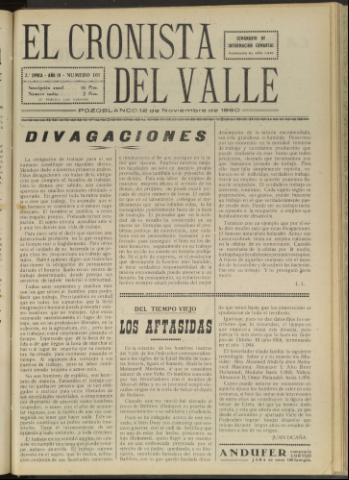 'El Cronista del Valle' - Época 2ª Año IV Número 161 - 1960 noviembre 12