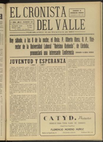 'El Cronista del Valle' - Época 2ª Año IV Número 165 - 1960 diciembre 10