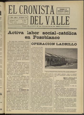 'El Cronista del Valle' - Época 2ª Año IV Número 168 - 1960 diciembre 31