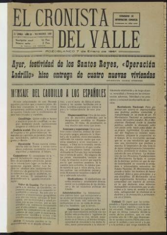 'El Cronista del Valle' - Época 2ª Año IV Número 169 - 1961 enero 07