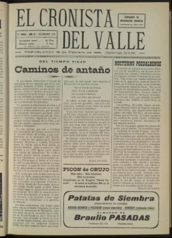 'El Cronista del Valle' - Época 2ª Año IV Número 175 - 1961 febrero 18