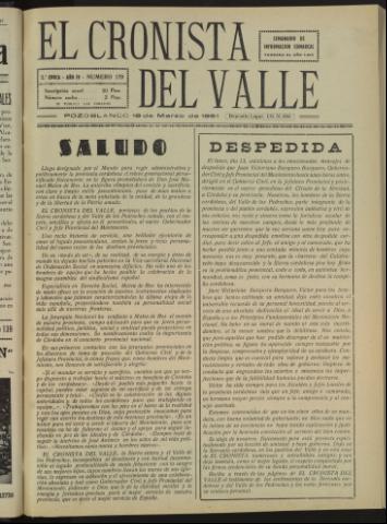 'El Cronista del Valle' - Época 2ª Año IV Número 179 - 1961 marzo 18